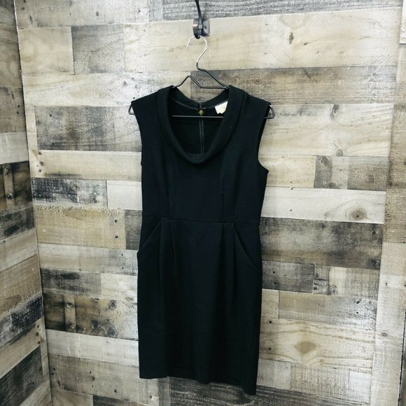 Ann Taylor Loft Draped Cowl Neck Dress Sz 4 Black - Picture 3 of 7